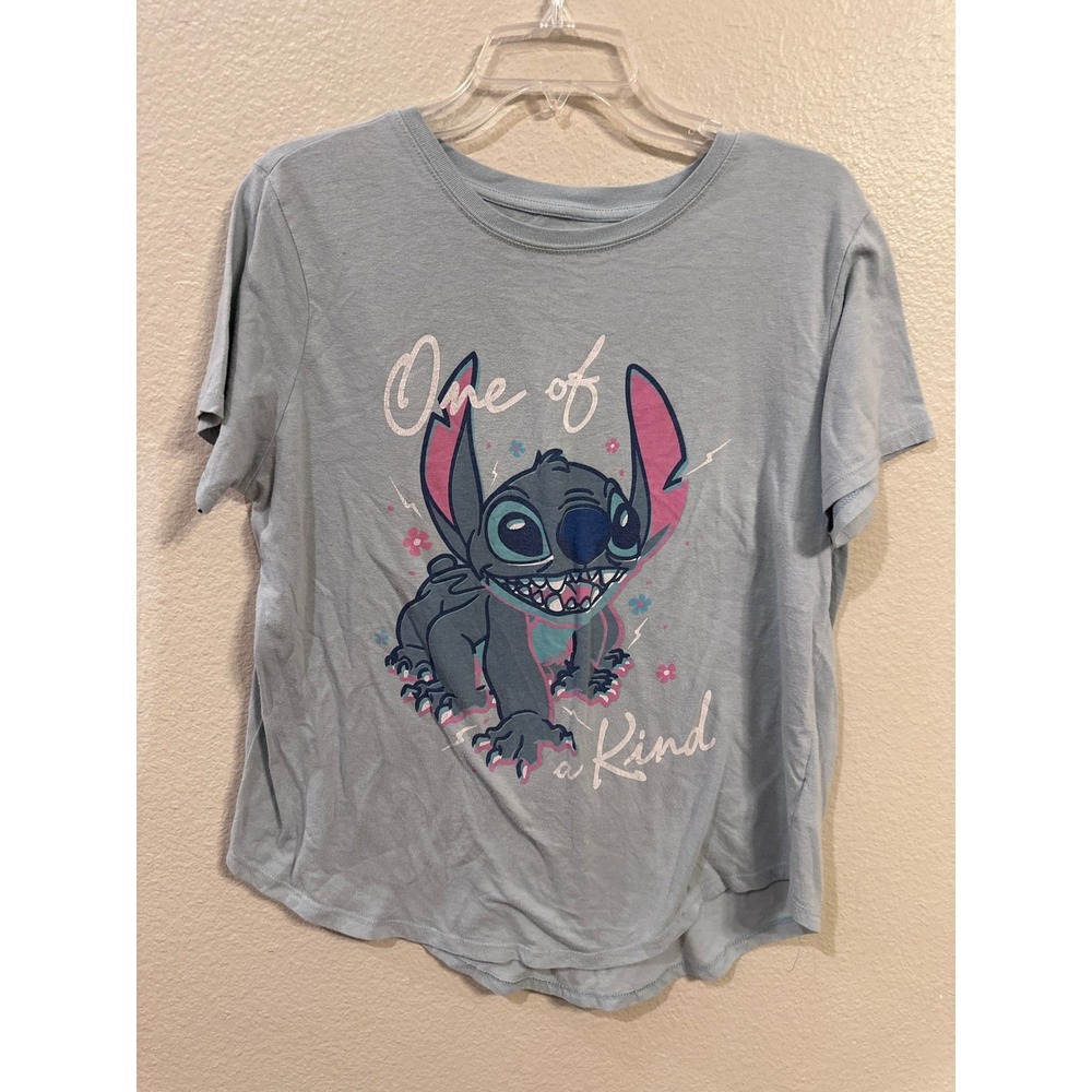 Disney Stitch Graphic T‎ Shirt Women's XXL Blue Cotton Polyester Blend